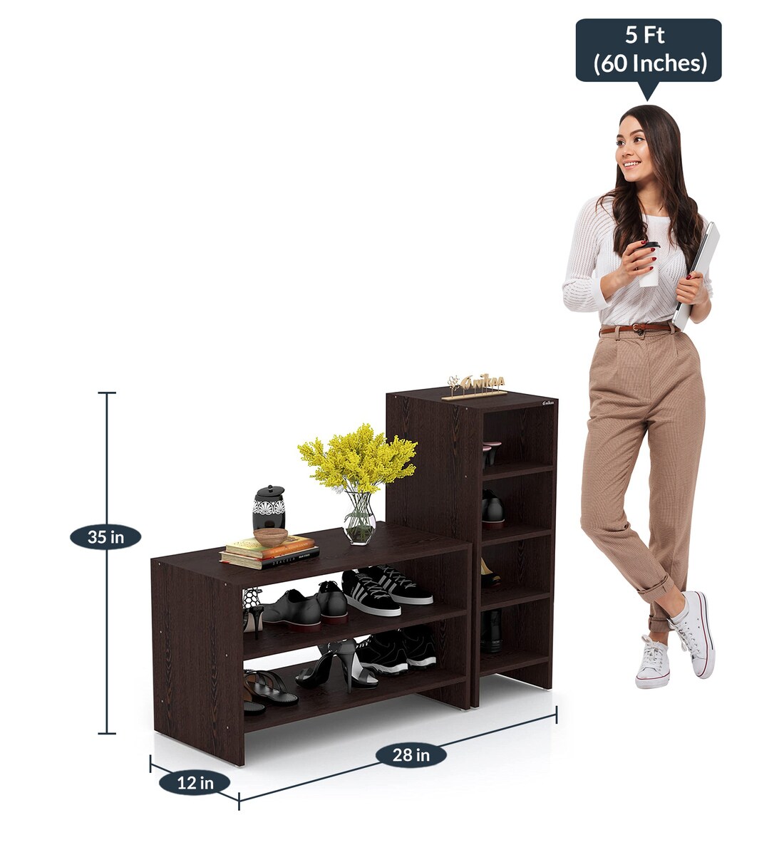 Open Shoe Rack Modular Buy Falter Open Shoe Rack in Wenge Finish by Anikaa Online - Open Shoe ...