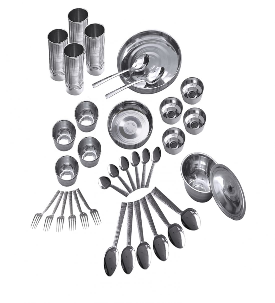 Buy Stainless Steel Crystal Dinner Set 36 Pcs by Fantasy Online