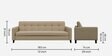 Fabio Fabric 3 Seater Sofa in Beige Colour