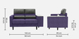 Fabric 2 Seater Sofa in Purple Colour