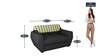 Facet Fabric 2 Seater Sofa in Steel Grey Colour