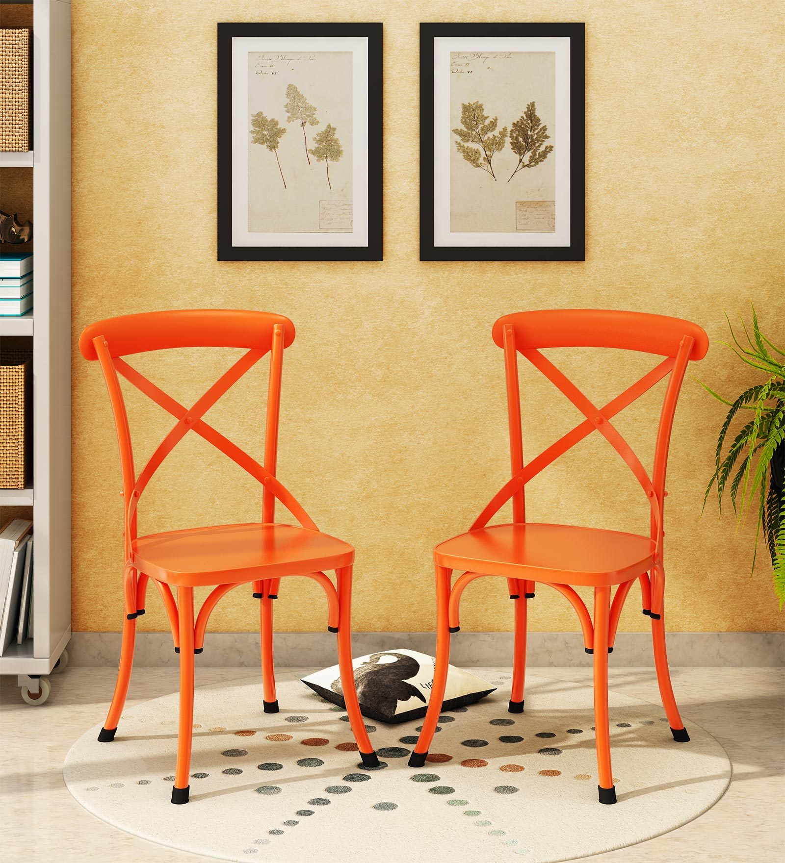 Fabian Dining Chair (Set of 2) in Orange Colour