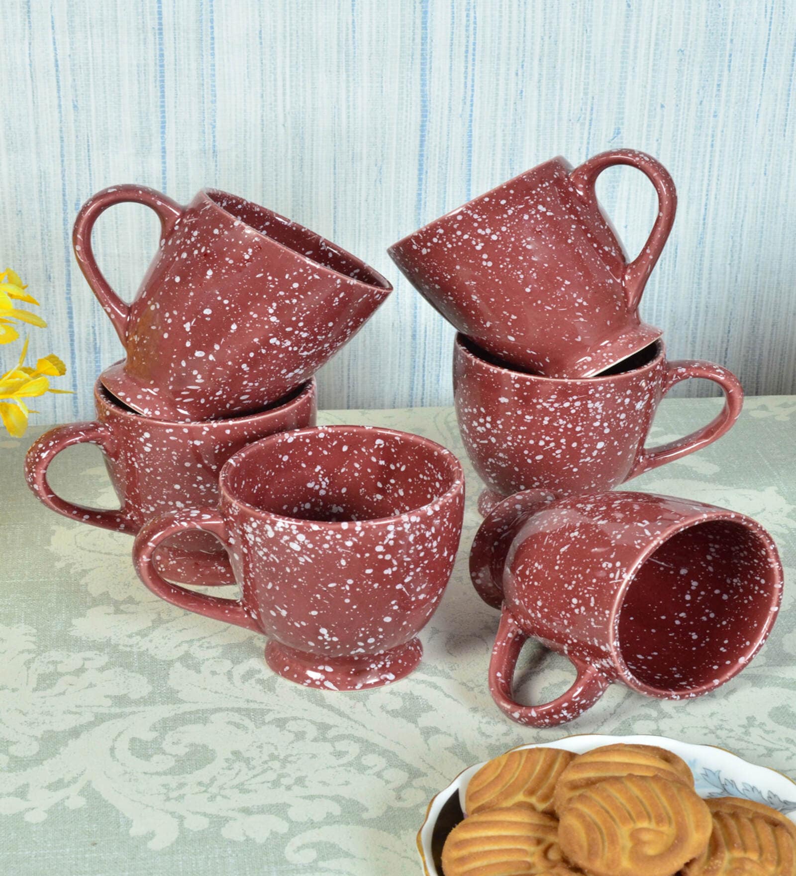 Dark Brown Ceramic 280 ml Handcrafted (Set of 6) Coffee Mug