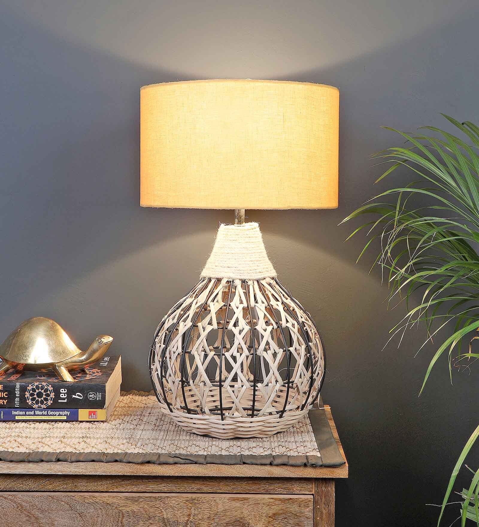 Fabric Bambo/Rope Table Lamp With Shade