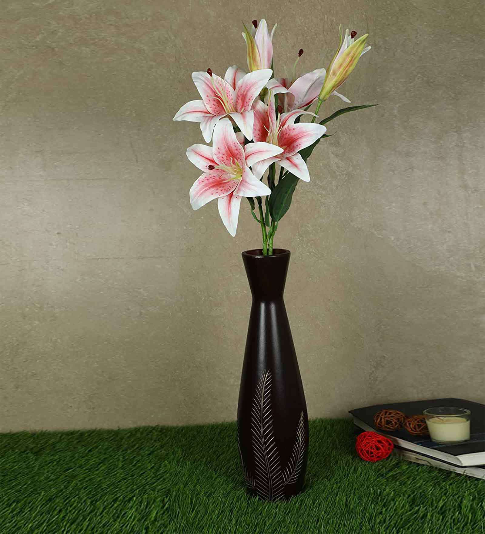 Fabric Exquisite Lily Artificial Flower Stem (Pink)