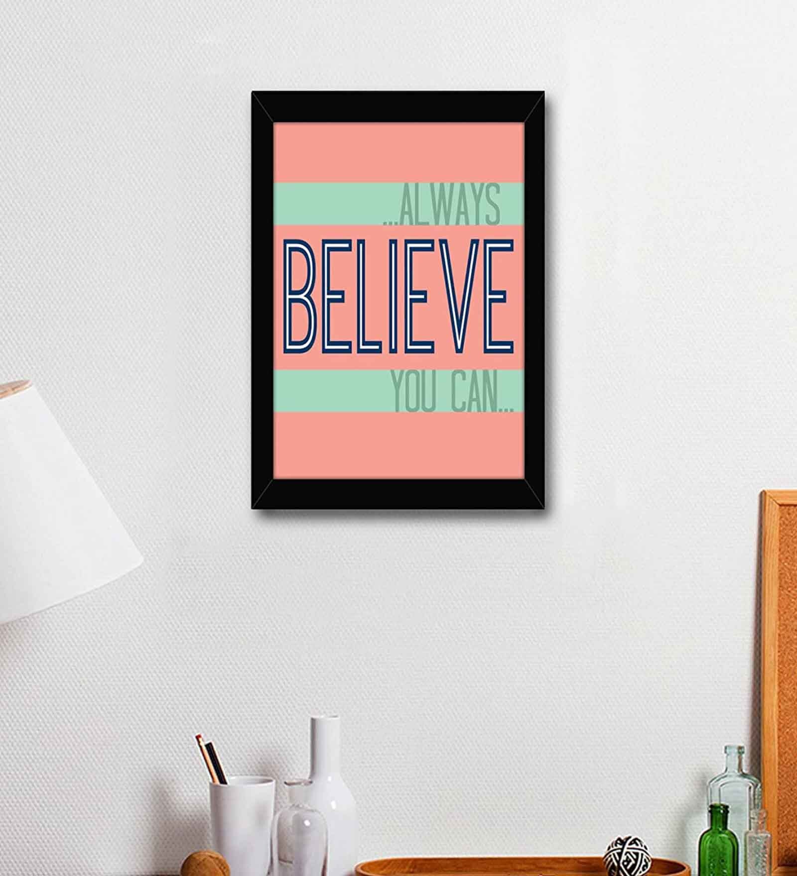 Buy Fabric Inspirational Quote Frame Art Print By Tied Ribbons At 38