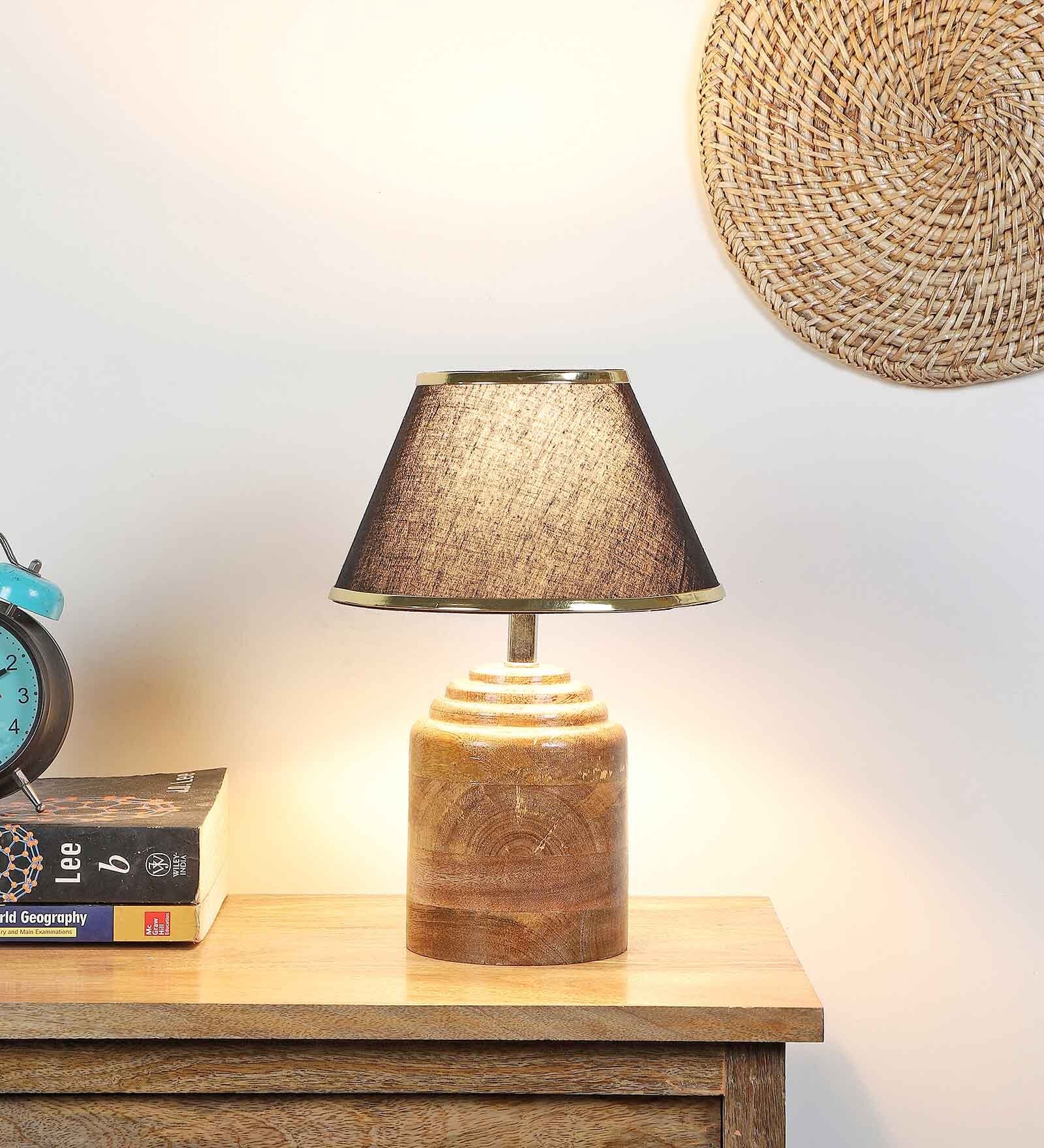 Fabric Wood Table Lamp With Shade