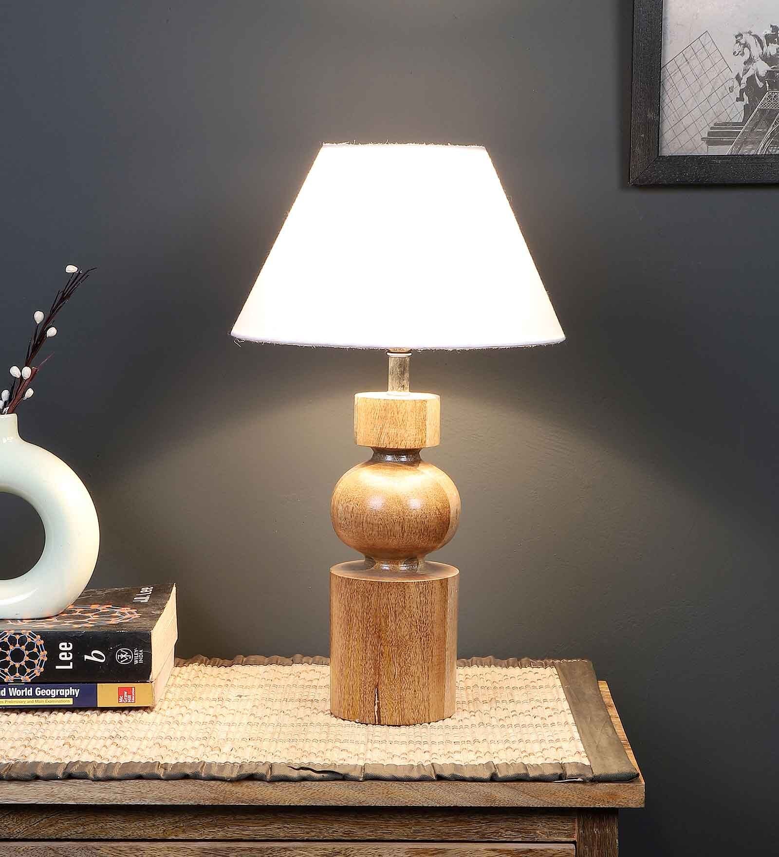 Fabric Wood Table Lamp With Shade