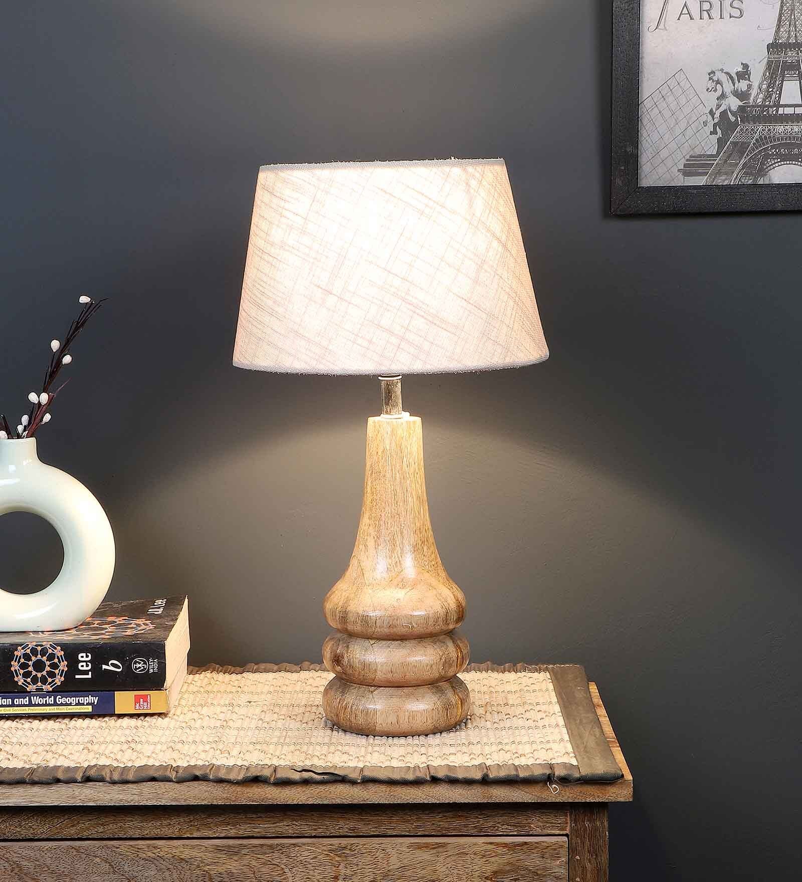 Fabric Wood Table Lamp With Shade