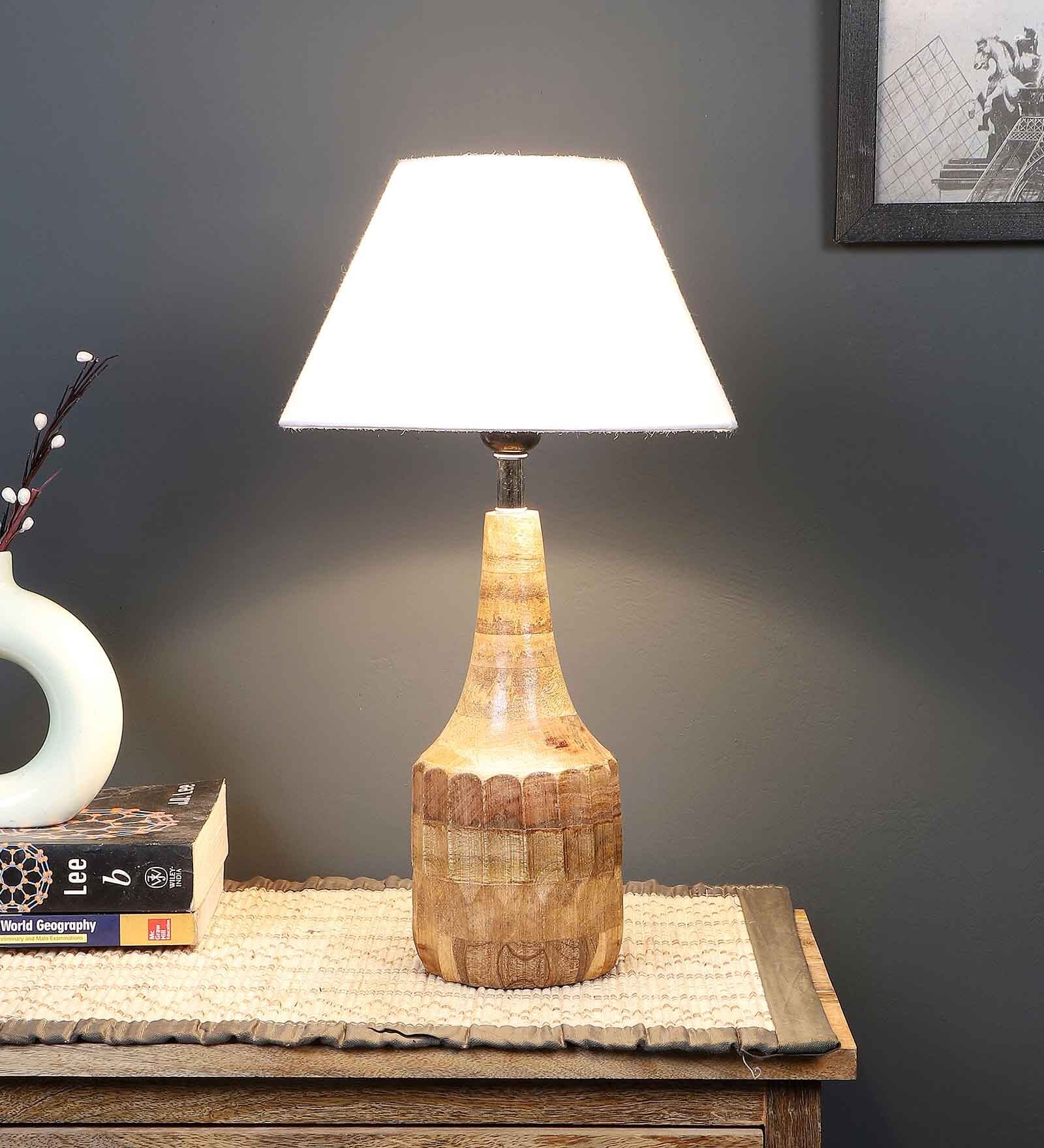 Fabric Wood Table Lamp With Shade