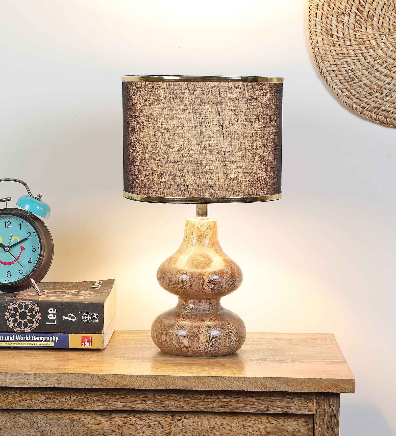 Fabric Wood Table Lamp With Shade