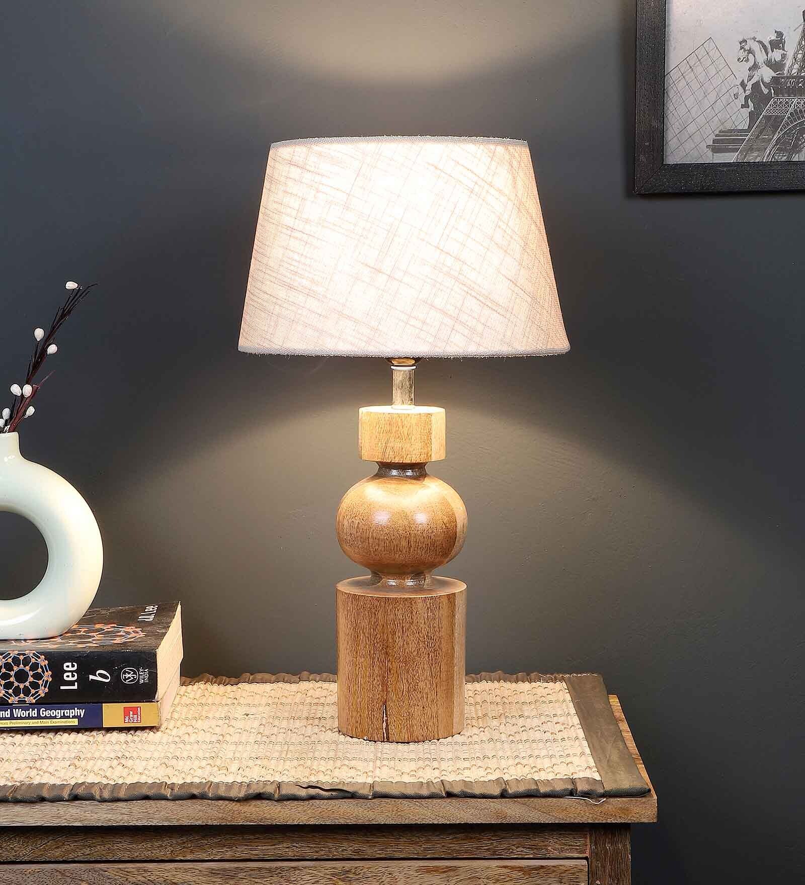 Fabric Wood Table Lamp With Shade