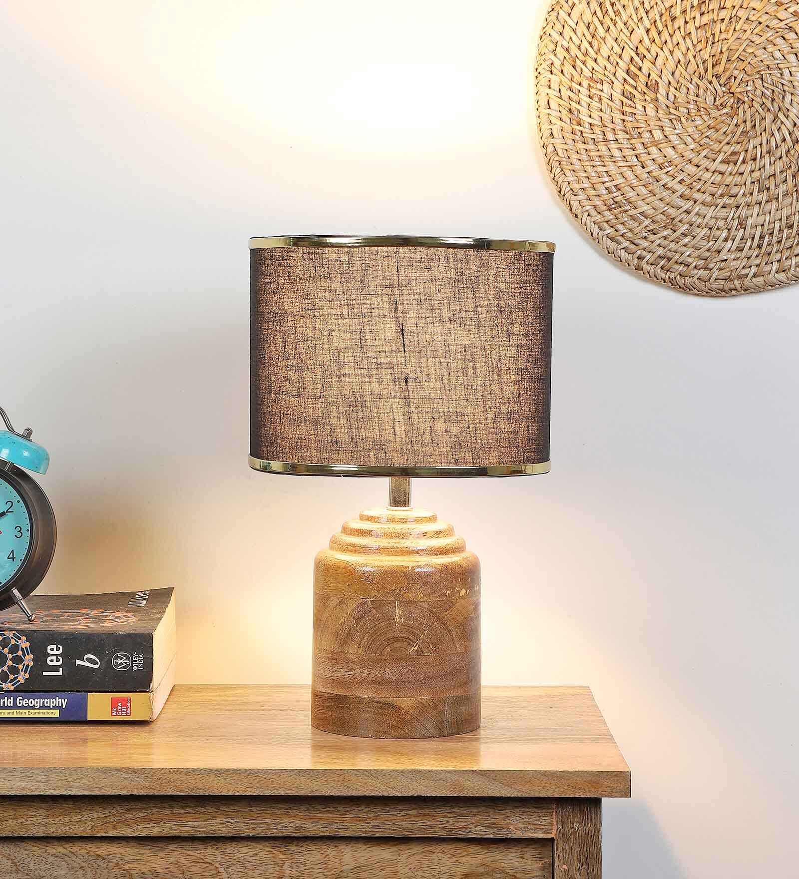 Fabric Wood Table Lamp With Shade
