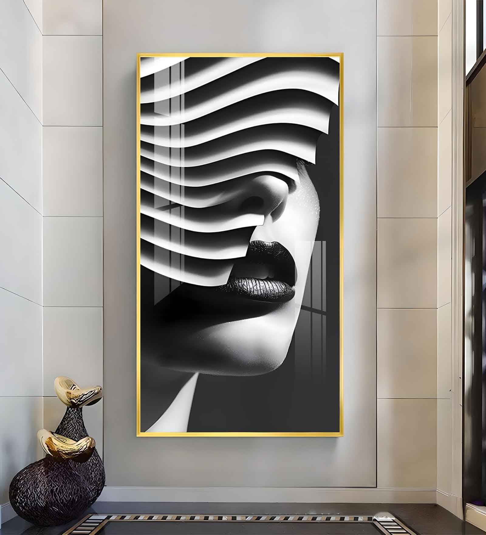 Facade of Harmony Glass Finish Vertical Wall Art