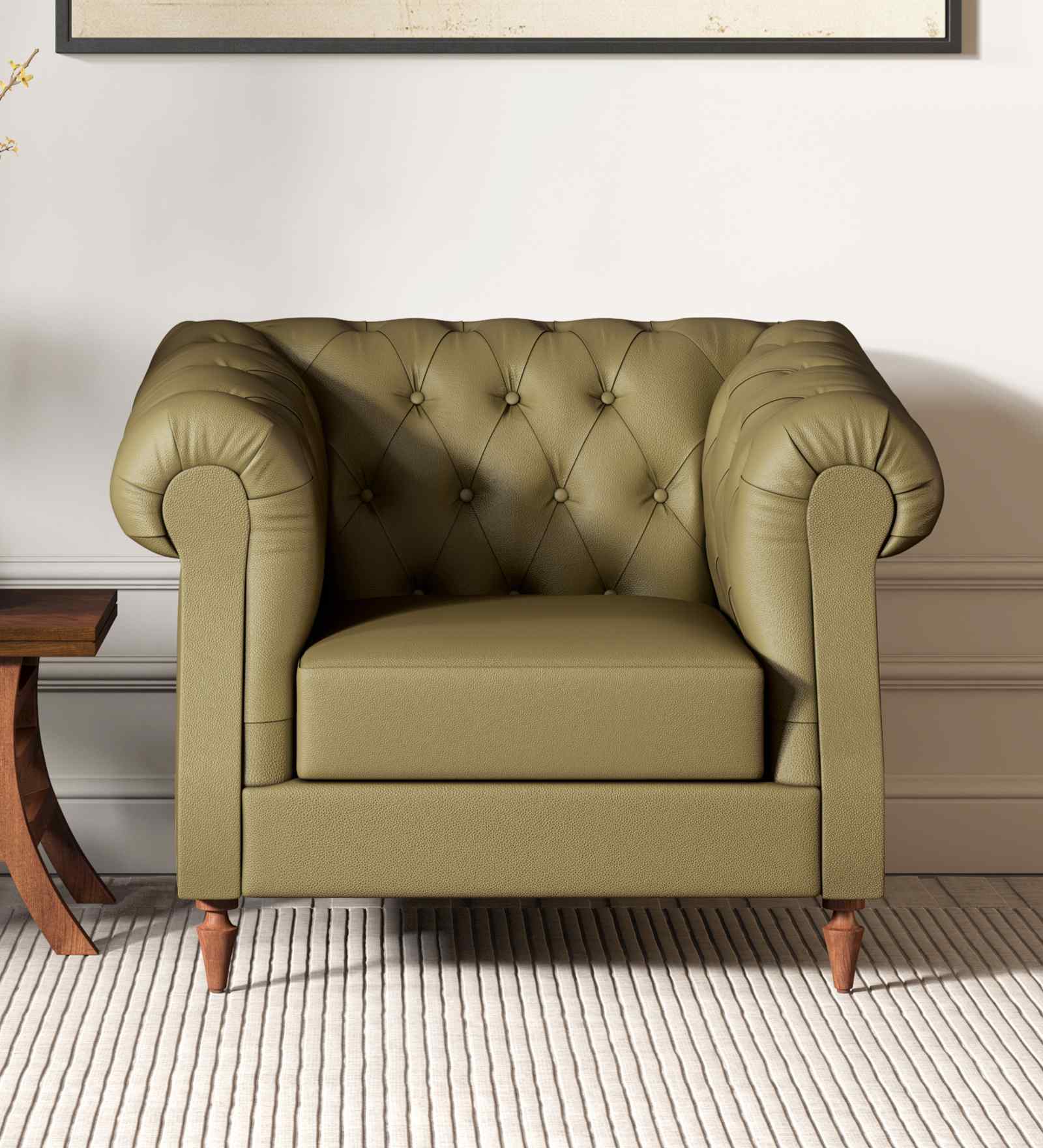 Fairmont Leatherette 1 Seater Sofa In Green Color