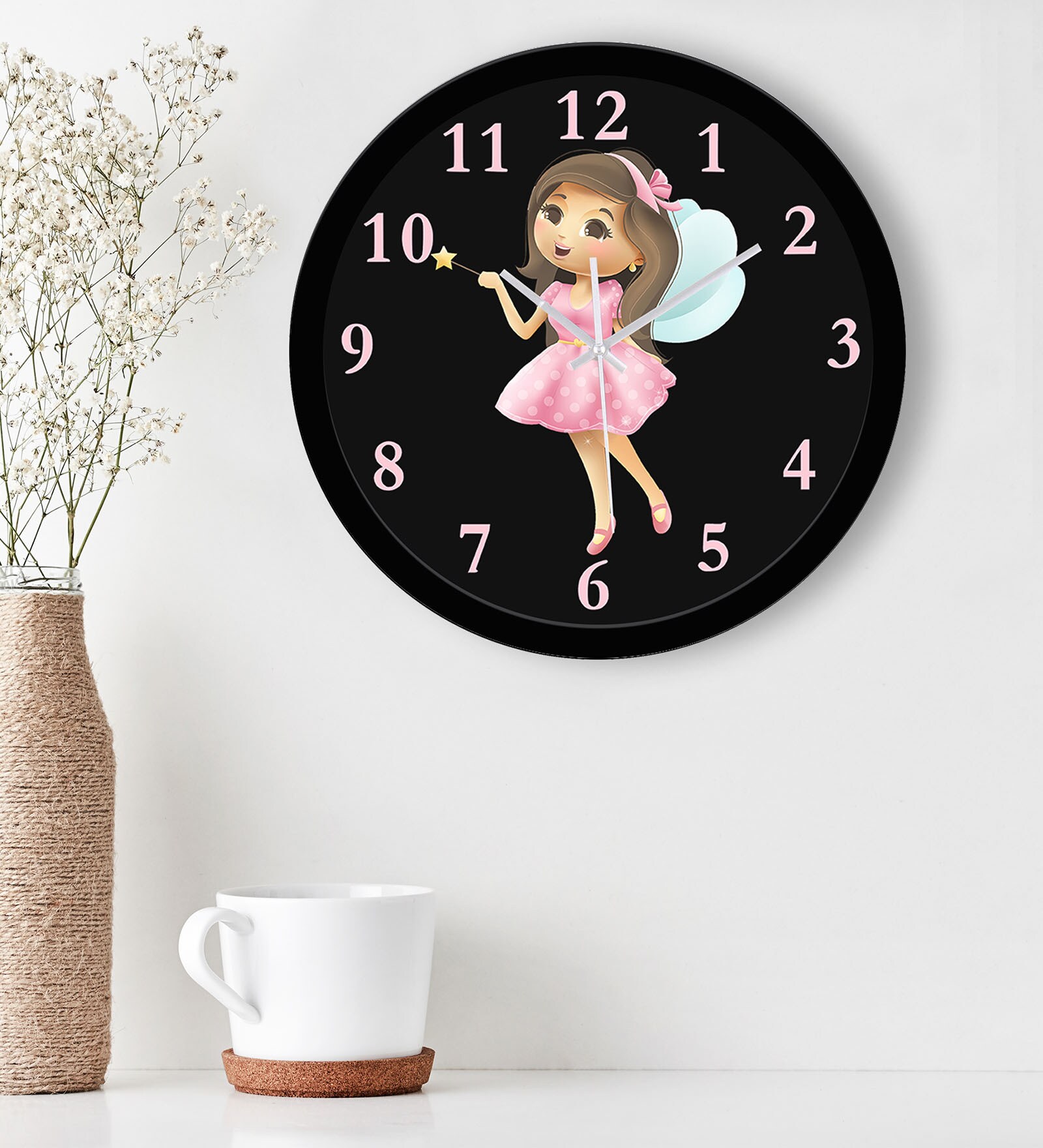 Multicolor Plastic Fairy Wall Kids Wall Clock