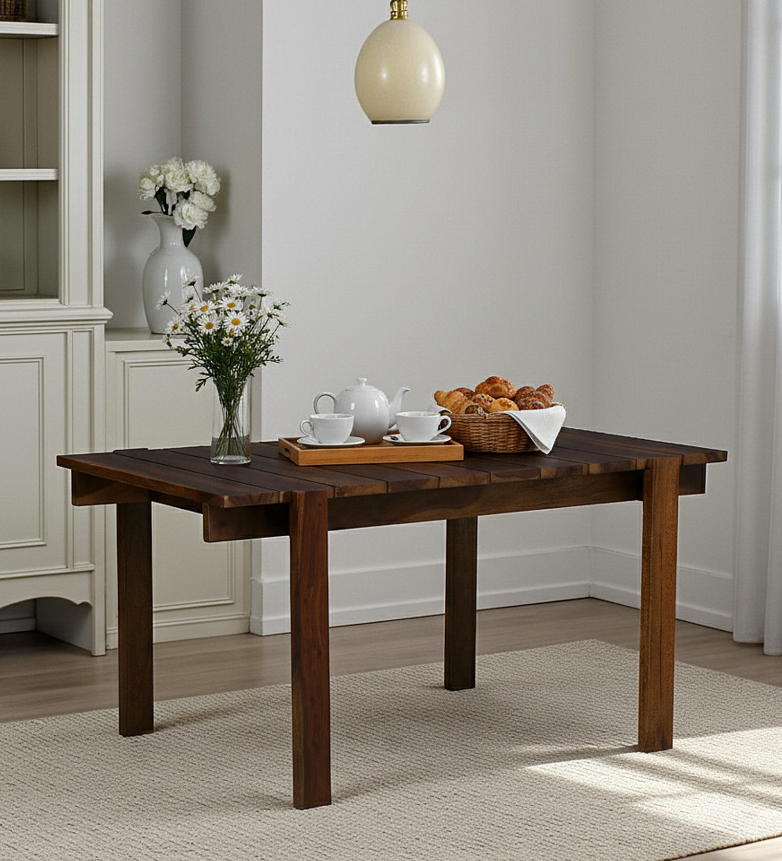 Falaise Sheesham Wood 6 Seater Dining Table In Provincial Teak Finish