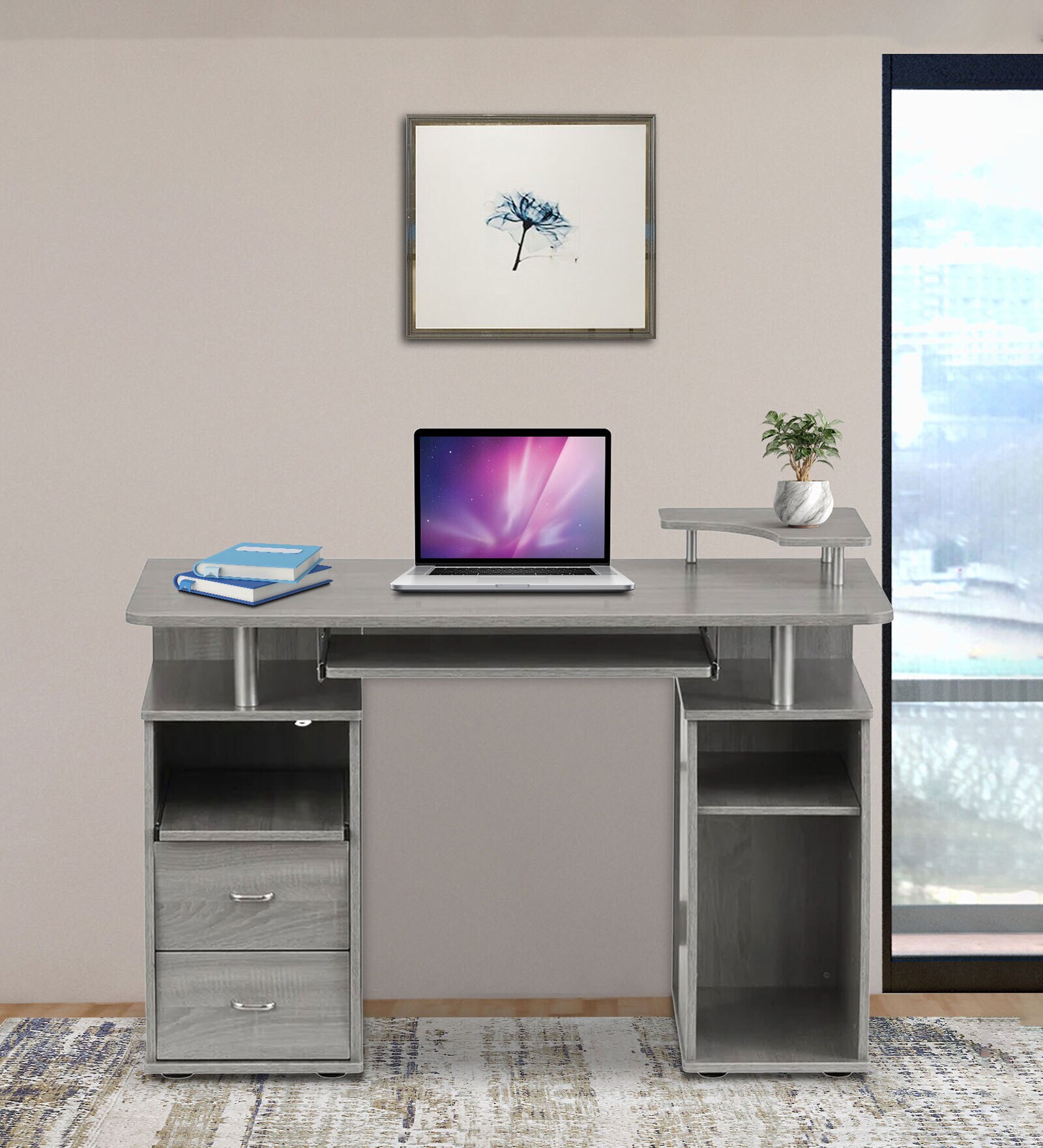 Falcon Computer Table In Grey Colour