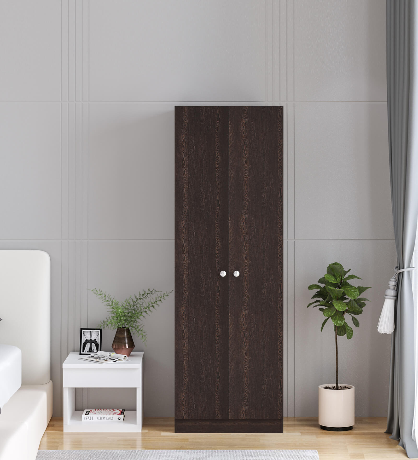 Fanciable 2 Door Wardrobe In Wenge Finish