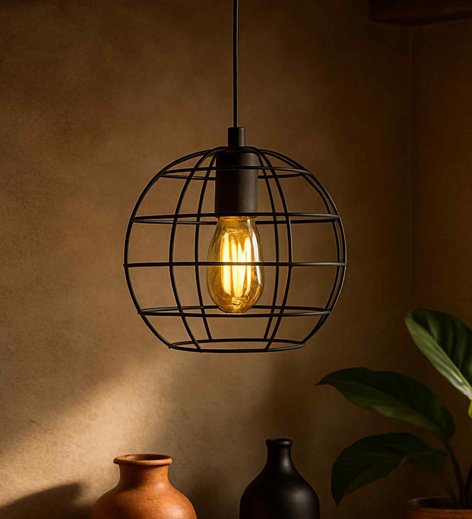 Fangio Black Metal Hanging Light