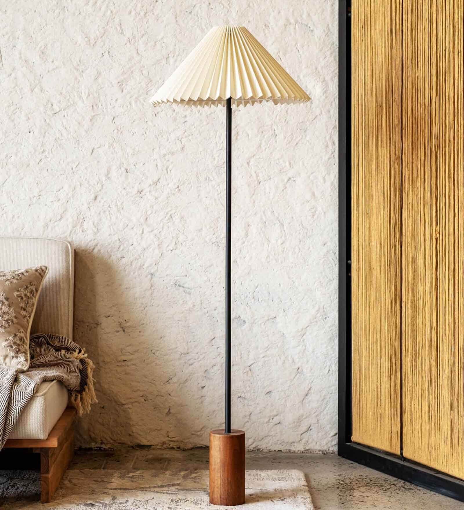 Fanny Black Metal Club Floor Lamp with Off-White Shade