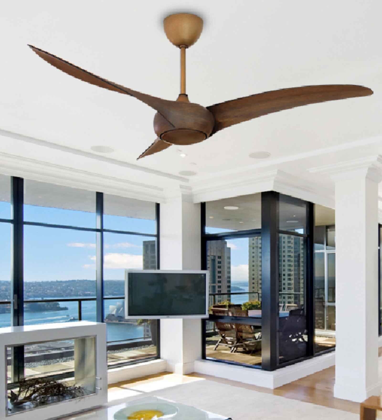 Fanzart  Feather 54'' Ceiling Fan With 3 x ABS Blades BLDC Motor & Remote Control (Brown)