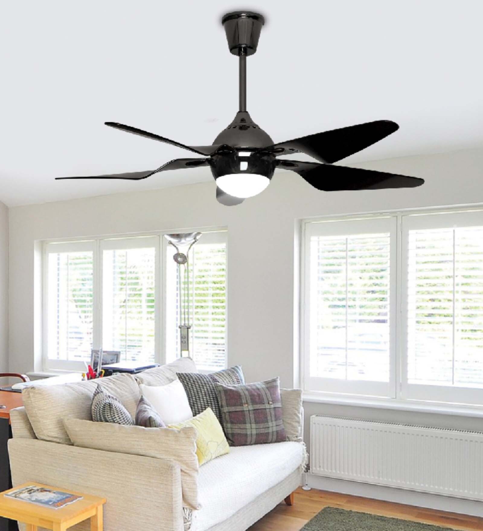 Fanzart Dark Knight 48  Ceiling Fan with 5 x ABS Blades & Multi Coloured LED & Optional Remote Control (Black)
