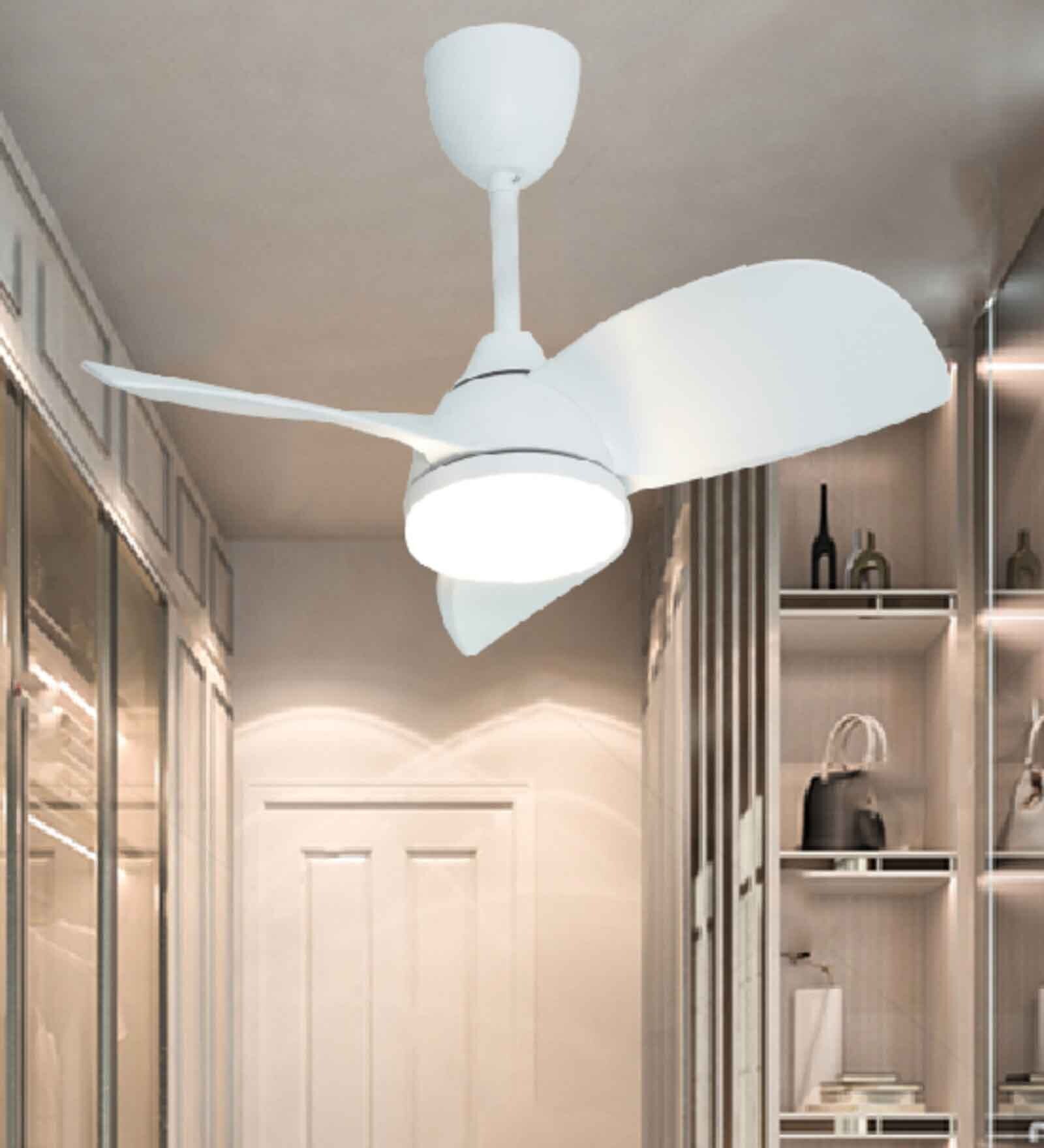 Fanzart Minion 28" Ceiling Fan With 3 x Blades BLDC Motor Multi Coloured LED & Remote Control (Matte White)