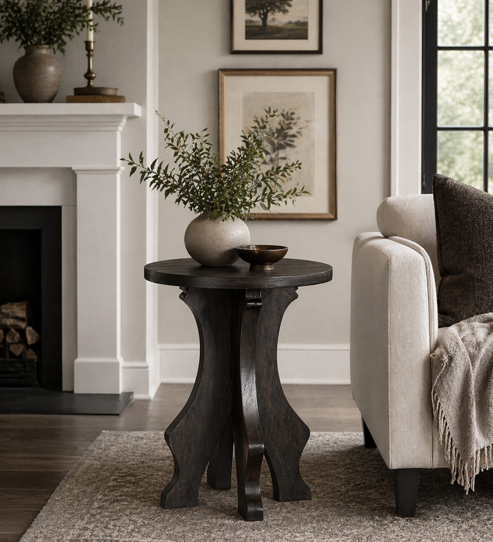 Faraday Solid Wood End Table In Black Finish