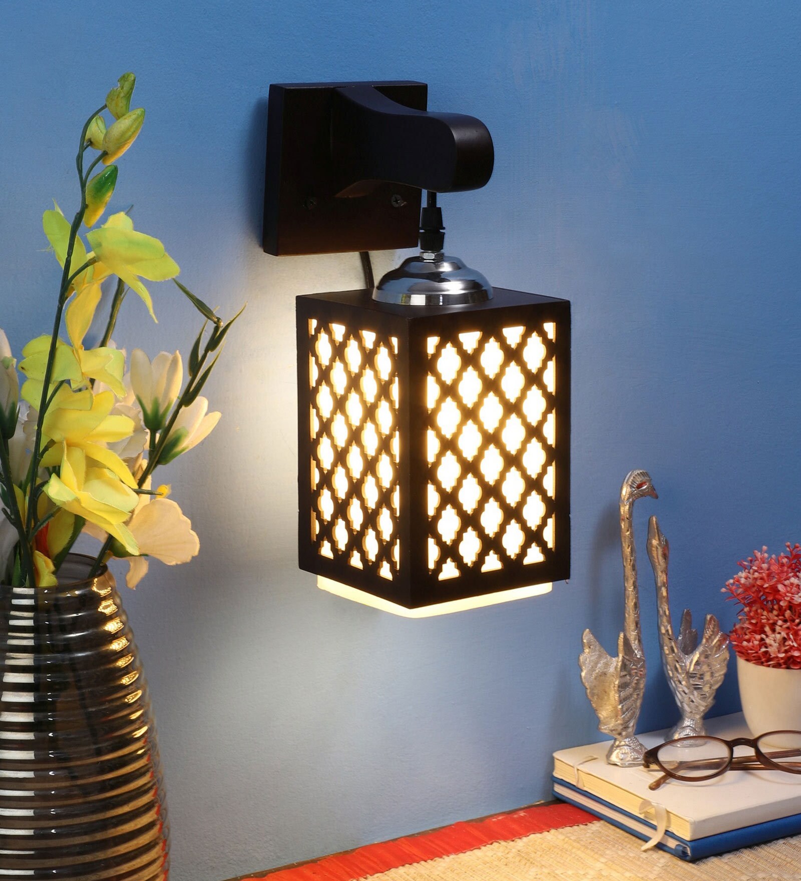 Troyes Black Wood Wall Sconces