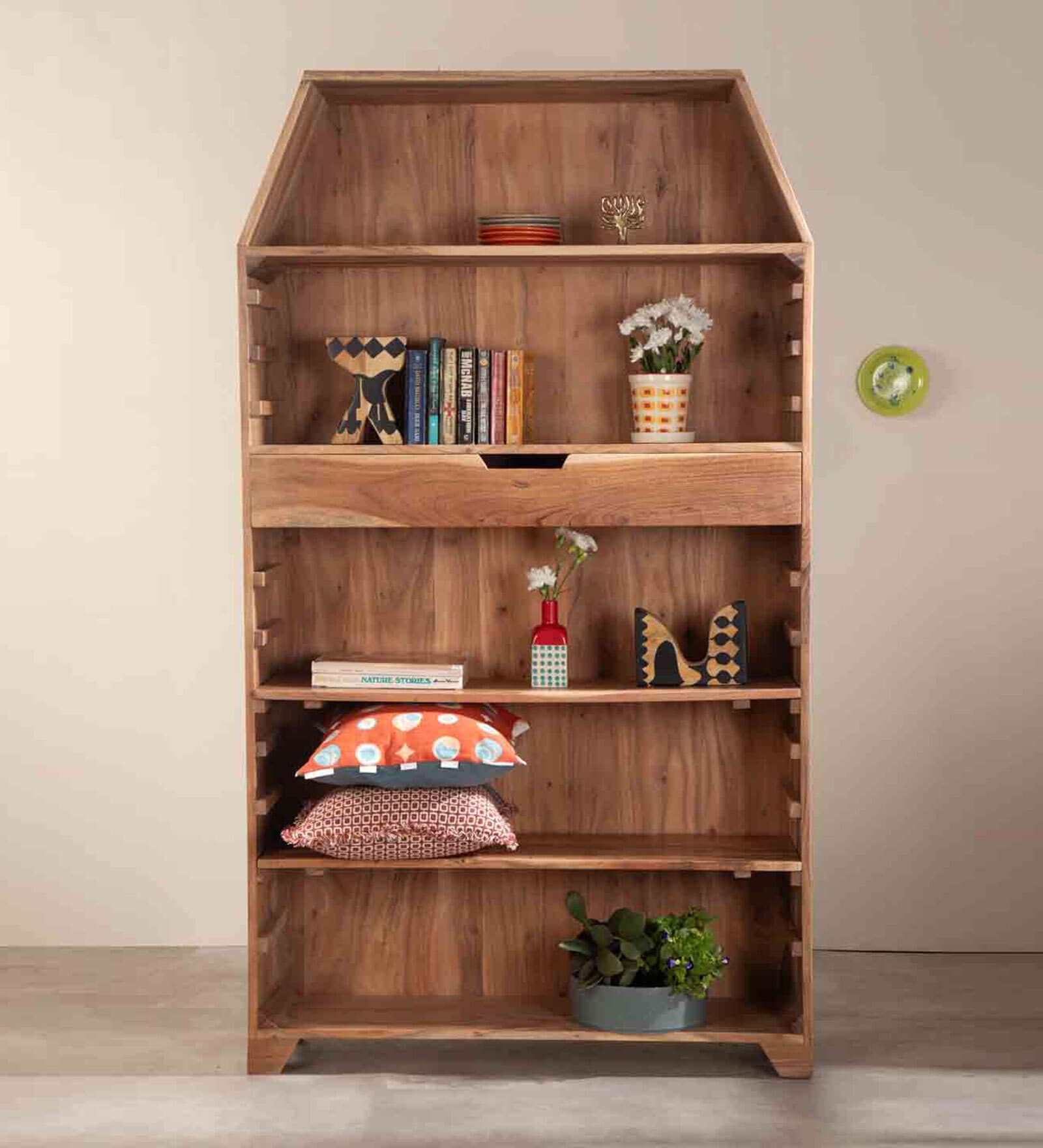 Farma Solid Wood Bookshelf In Natural Colour