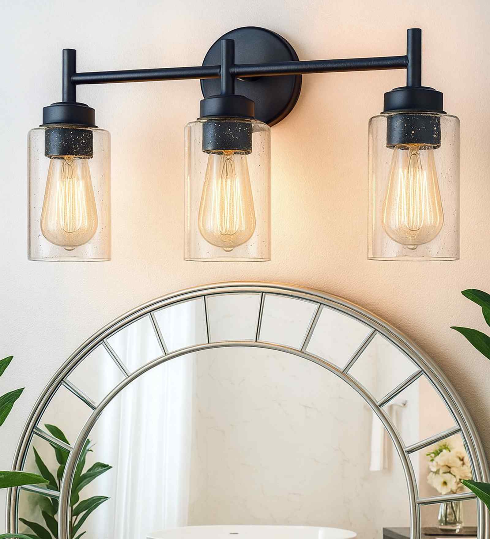 Farmhouse Bubble Glass 3 Light Vanity Wall Sconce Farmhouse Bubble Glass 3 Light Vanity Wall Sconce