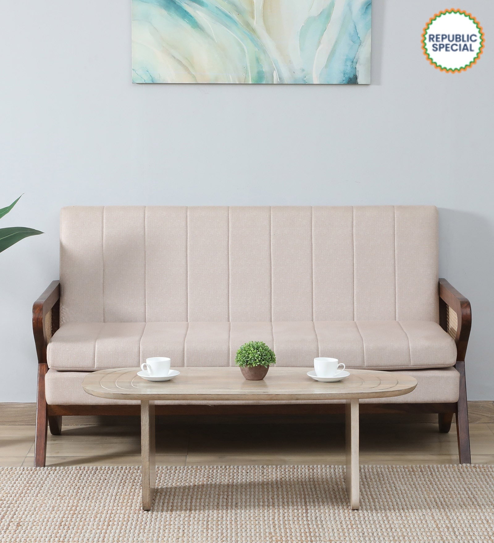 Farum Mango Wood Coffee Table In White Bleach Finish