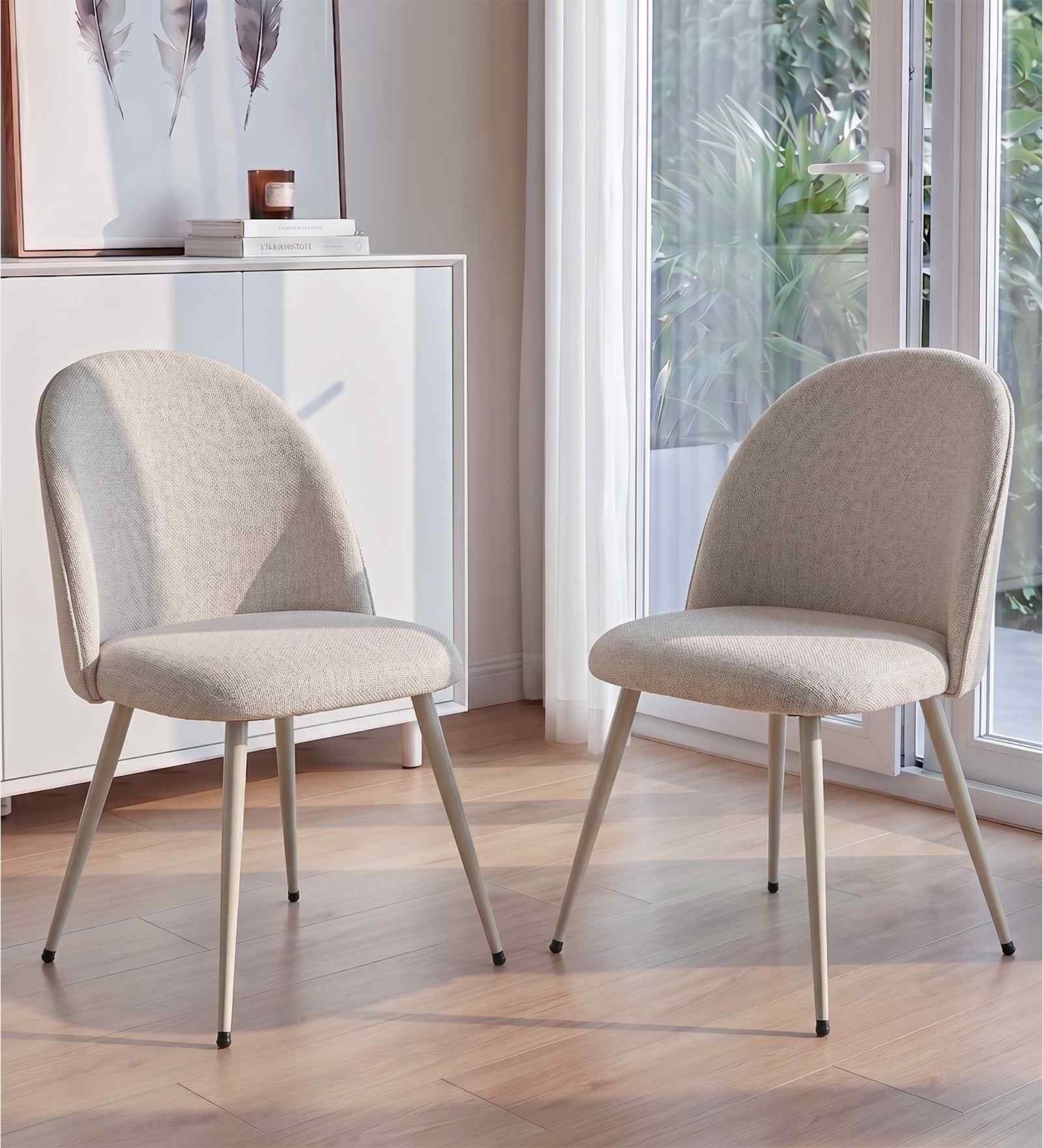 Fauna Dining Chairs In Beige Colour (Set Of 2)
