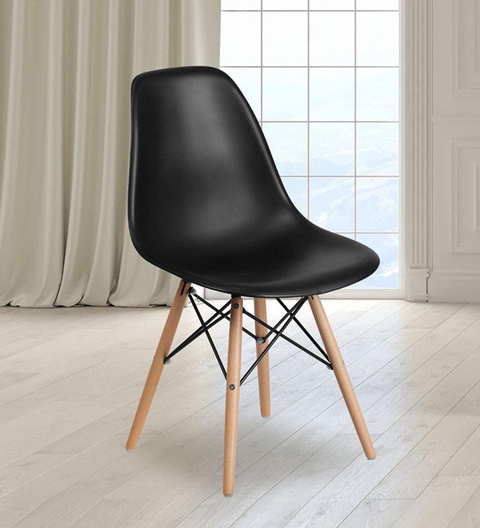 Lisa Plastic Iconic Chairs in Black Colour (Set Of 4)