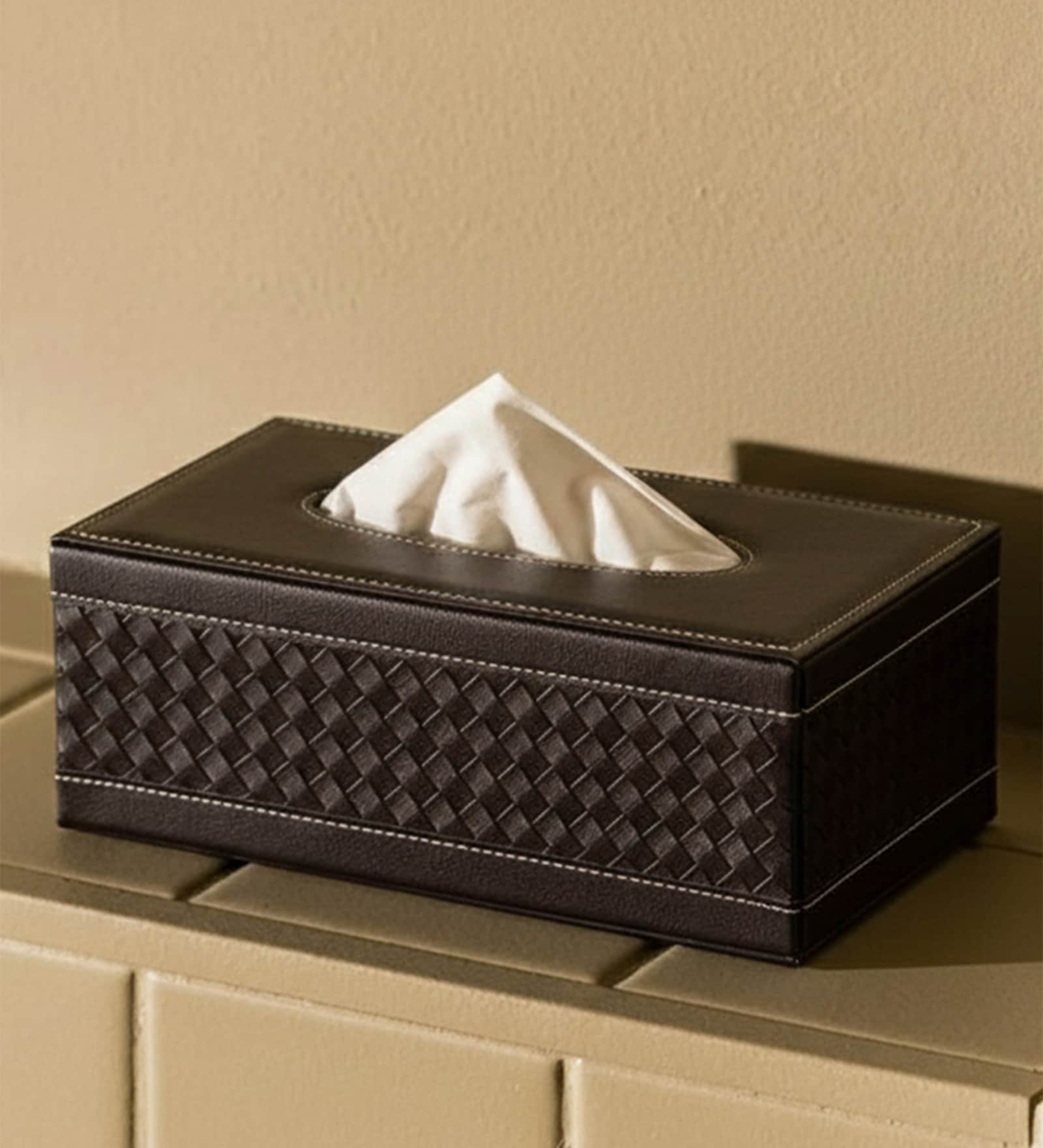 Faux Leather Tissue Holder Storage Box