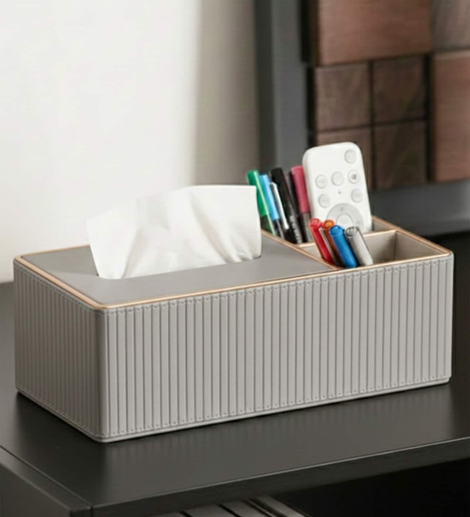 Faux Leather Tissue Holder Storage Box