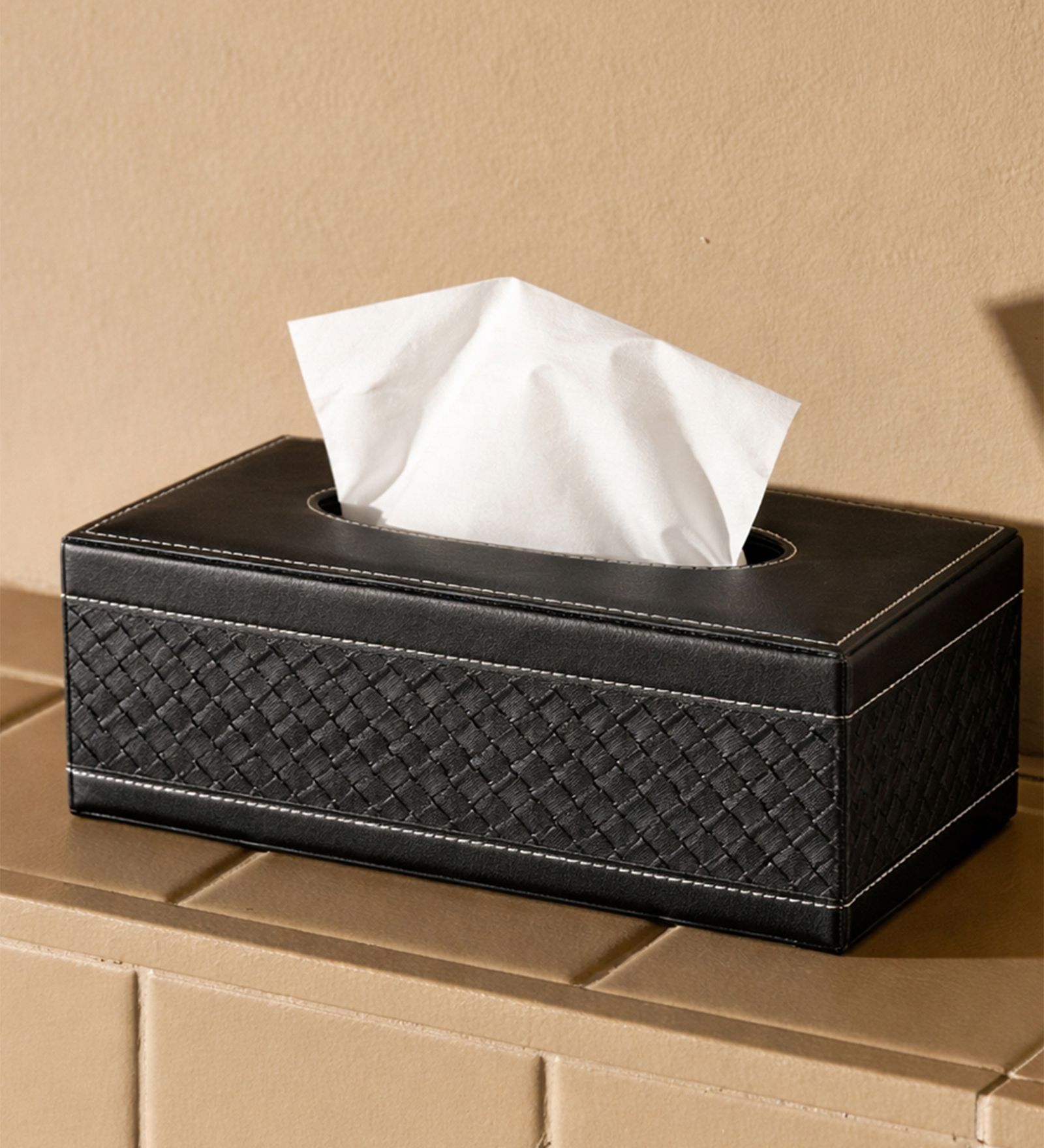 Faux Leather Tissue Holder Storage Box