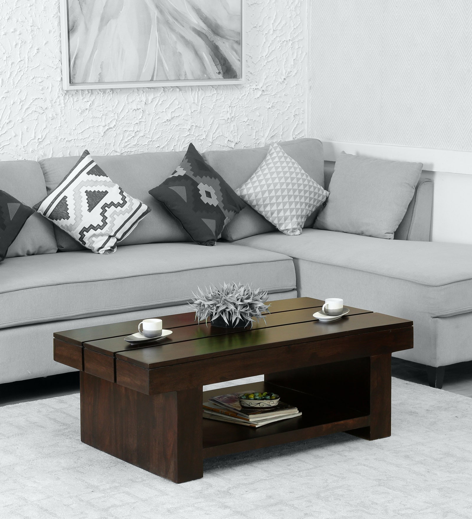 Faye Solid Wood Coffee Table In Walnut Finish