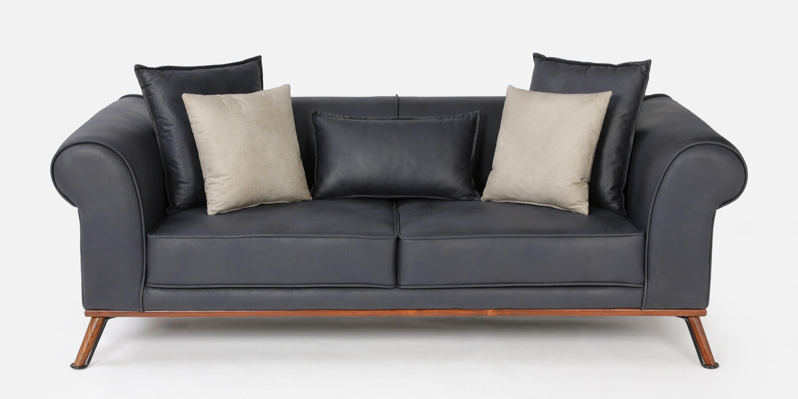 Fabiola 2 Seater Leather Sofa In Dark Blue Colour