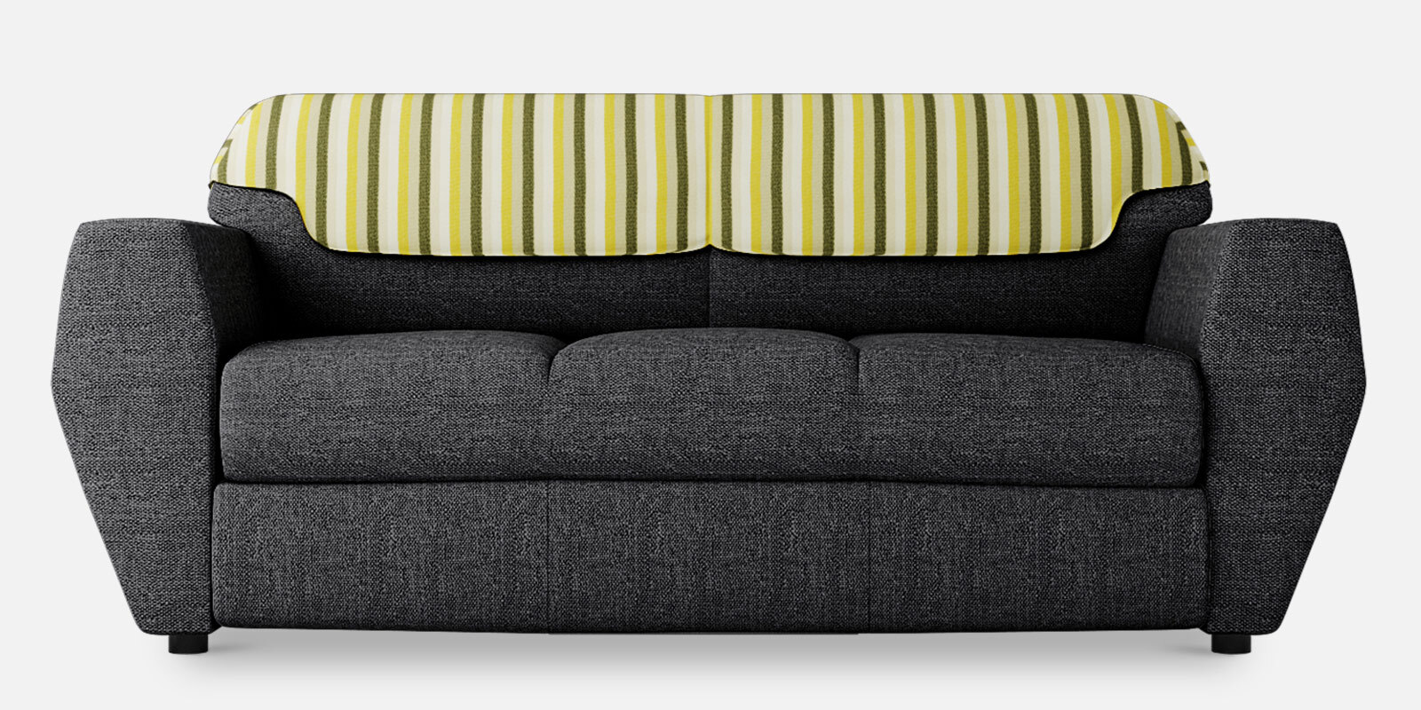 Facet Fabric 3 Seater Sofa in Steel Grey Colour