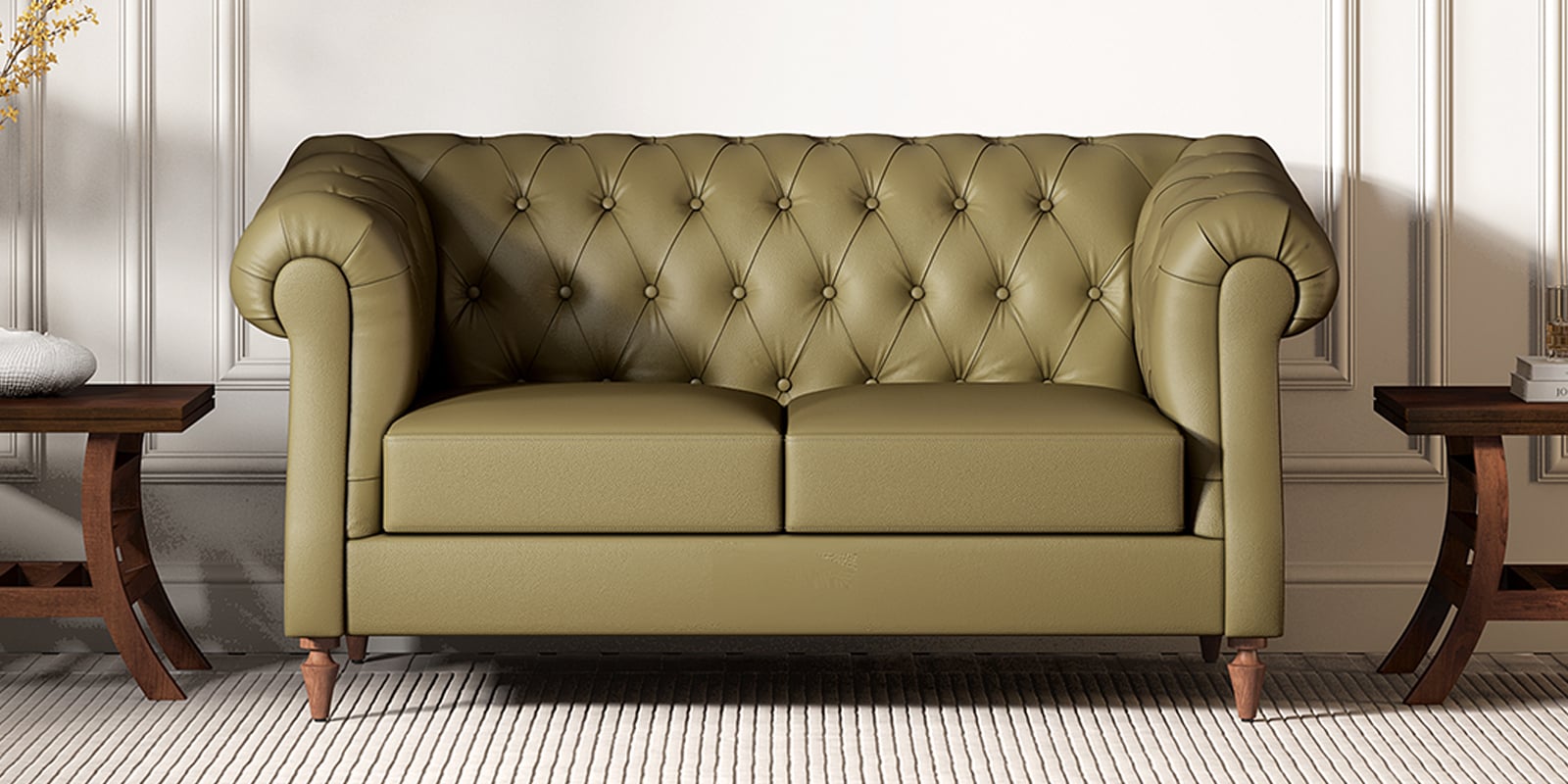 Fairmont Leatherette 2 Seater Sofa In Green Finish