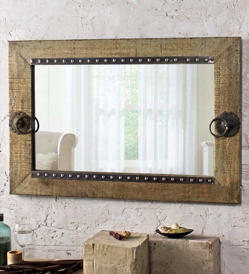 Buy Mango Wood Antique Frame Green Bathroom Mirror L 32 W 1 H 24 Inches Online Bathroom Mirrors Bathroom Mirrors Bath Laundry Pepperfry Product