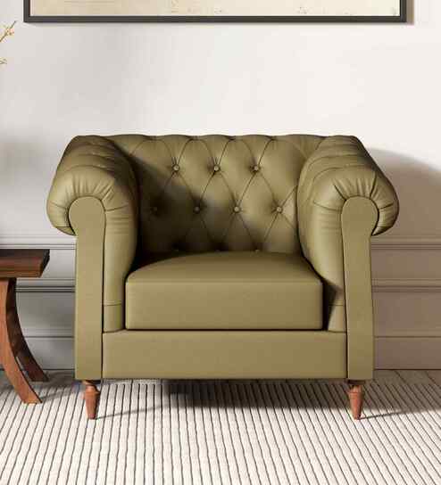 Fairmont Leatherette 1 Seater Sofa In Green Color