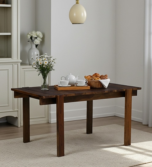 Falaise Sheesham Wood 6 Seater Dining Table In Provincial Teak Finish