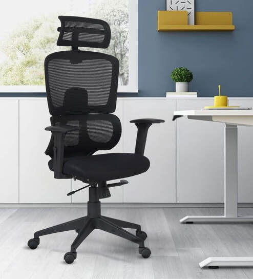 Falcon Ergonomic Chair with Original Korean Mesh, Auto Ajustable Lumbar Support and 3D Armrests In Black Colour