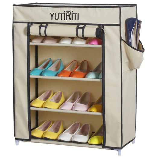 Buy Fancy 4 Layer Portable Multipurpose Waterproof Fabric Shoe Rack In Cream Colour By Yutiriti Online Modern Cloth Shoe Racks Shoe Racks Furniture Pepperfry Product