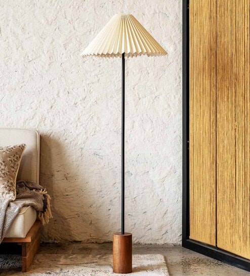Fanny Black Metal Club Floor Lamp with Off-White Shade