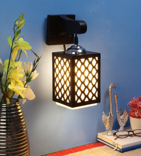 Troyes Black Wood Wall Sconces