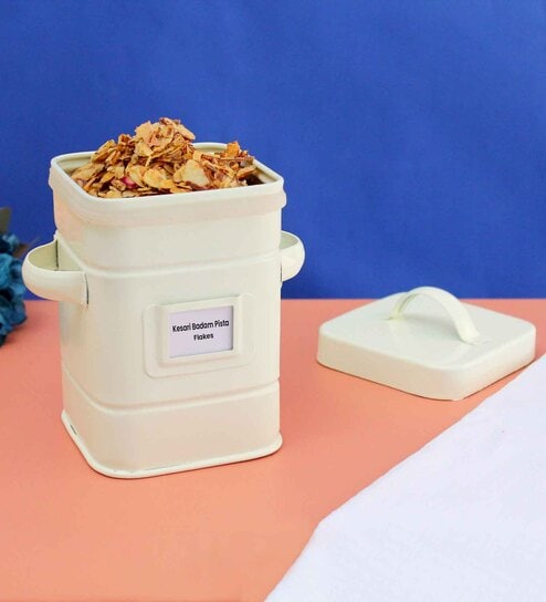 Farmhouse 900ml  White Tin Storage Jar